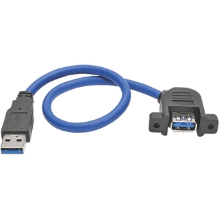 Picture of Tripp Lite 1ft USB 3.0 Superspeed Panel Mount Type-A Extension Cable M/F