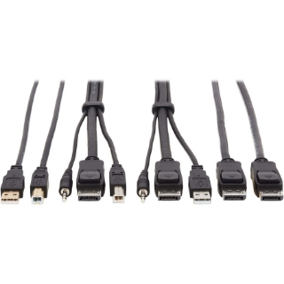 Picture of Tripp Lite DisplayPort KVM Cable Kit 4K USB 3.5mm 3xM/3xM USB MM DP MM 10ft