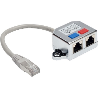 Picture of Tripp Lite 2-to-1 RJ45 Splitter Adapter Cable, 10/100 Ethernet Cat5/Cat5e (M/2xF), 0.5 ft