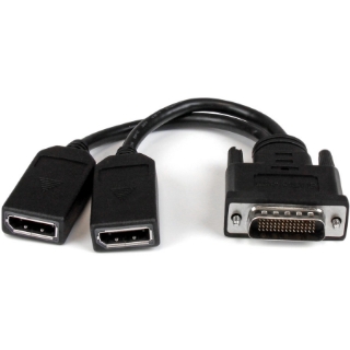 Picture of StarTech.com 8" DMS-59 to Dual DisplayPort Adapter Cable, 4K x 2K, DMS 59 pin (M) to 2x DP 1.2 (F) Splitter Y Cable, LFH to 2x DP Monitors