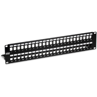 Picture of TRENDnet 48-Port Blank Keystone Shielded 2U HD Patch Panel, TC-KP48S, 2U 19" Metal Rackmount Housing, Network Management Panel, Recommended with TC-K06C6A Cat6A Keystone Jacks (sold separately)