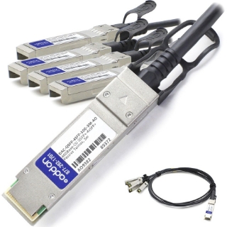 Picture of AddOn Dell DAC-QSFP-4SFP-10G-3M Compatible TAA Compliant 40GBase-CU QSFP+ to 4xSFP+ Direct Attach Cable (Passive Twinax, 3m)