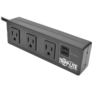 Picture of Tripp Lite 3-Outlet Surge Protector Power Strip Clamp w/ 2-Port USB Charging