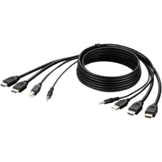 Picture of Belkin Dual HDMI High Retention + USB A/B + Audio Passive Combo KVM Cable