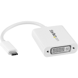 Picture of StarTech.com USB C to DVI Adapter - White - Thunderbolt 3 Compatible - 1920x1200 - USB-C to DVI Adapter for USB-C devices such as your 2018 iPad Pro - DVI-I Converter