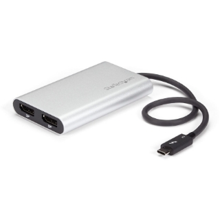 Picture of StarTech.com Thunderbolt 3 to Dual DisplayPort Adapter - 4K 60Hz Dual Monitor TB3 DisplayPort 1.2 Video Adapter - Thunderbolt 3 Certified