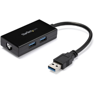 Picture of StarTech.com USB 3.0 to Gigabit Network Adapter with Built-In 2-Port USB Hub - Native Driver Support (Windows, Mac and Chrome OS)