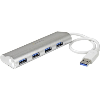 Picture of StarTech.com 4 Port Portable USB 3.0 Hub with Built-in Cable - Aluminum and Compact USB Hub