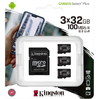 Picture of Kingston Canvas Select Plus 32 GB Class 10/UHS-I (U1) microSDHC - 3 Pack