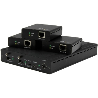 Picture of StarTech.com 3 Port HDBaseT Extender Kit with 3 Receivers - 1x3 HDMI over CAT5e/CAT6 Splitter - 1-to-3 HDBaseT Distribution System - Up to 4K