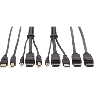 Picture of Tripp Lite DisplayPort KVM Cable Kit 4K USB 3.5mm 3xM/3xM USB MM DP MM 6ft