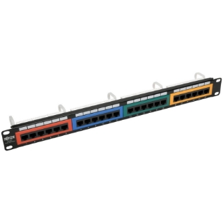 Picture of Tripp Lite 24-Port 1U Rack-Mount 110-Type Color-Coded Patch Panel, RJ45 Ethernet,568B, Cat6