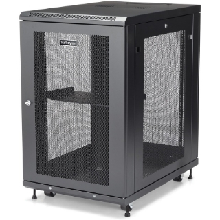 Picture of StarTech.com 18U 19" Server Rack Cabinet 4 Post Adjustable Depth 2-30" w/Casters/Cable Management/1U Shelf, Locking Doors and Side Panels