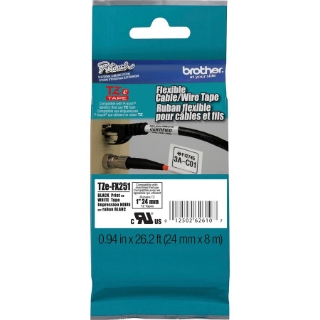 Picture of Brother 1" Black on White Flexible ID Tape