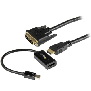 Picture of StarTech.com mDP to DVI Connectivity Kit - Active Mini DisplayPort to HDMI Converter with 6 ft HDMI to DVI Cable - mDP to DVI Adapter Bundle